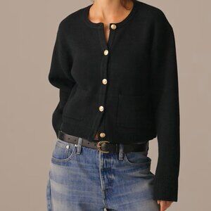 J. Crew Black Cardigan Sweater with Gold Buttons